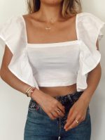 Kolları Fırfırlı Kısa Crop