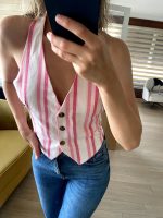 Pembe Sırt dekolteli Keten Yelek
